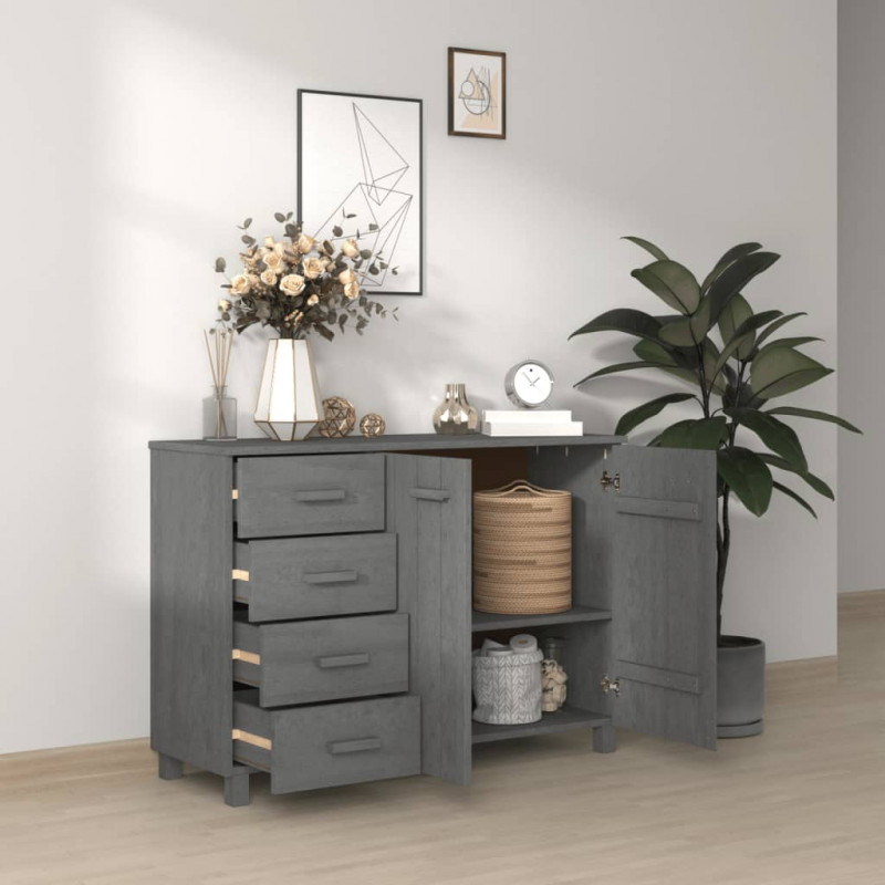 Szafka HAMAR, ciemnoszara, 113x40x80 cm, lite drewno sosnowe