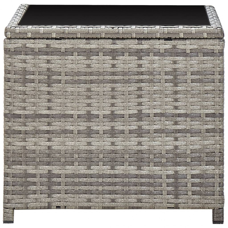 Stolik kawowy, szary, 45x45x40 cm, rattan PE i szkło
