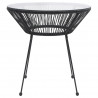 Stolik ogrodowy, czarny, Ø70x74 cm, rattan i szkło