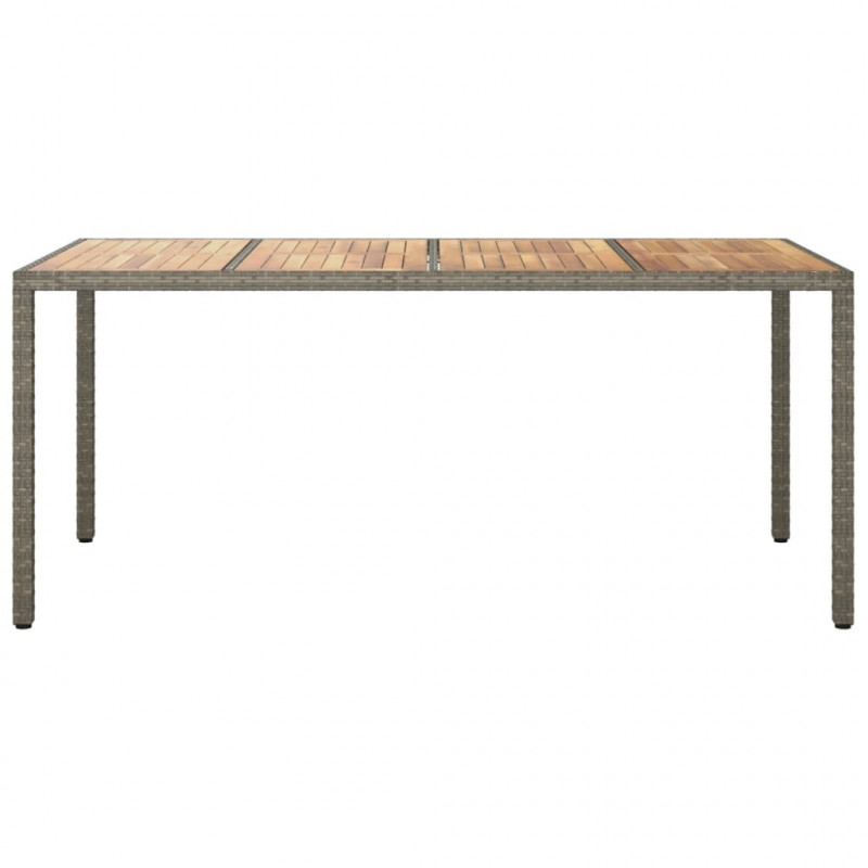 Stół ogrodowy, 190x90x75 cm, rattan PE i drewno akacjowe, szary