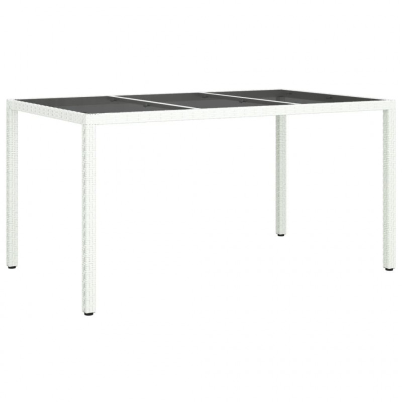 Stół ogrodowy, 150x90x75 cm, szkło i rattan PE, biały