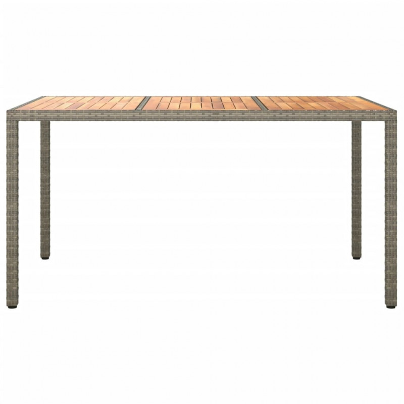 Stół ogrodowy, 150x90x75 cm, rattan PE i drewno akacjowe, szary