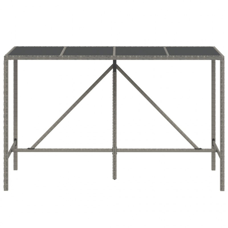 Stolik barowy ze szklanym blatem, szary, 180x70x110 cm