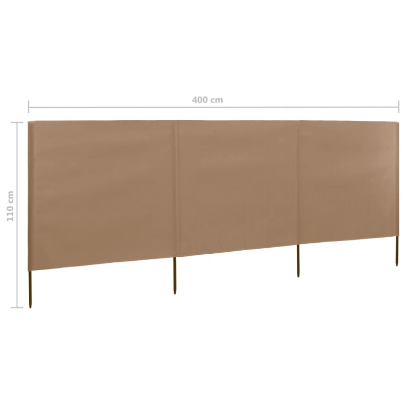 Parawan 3-skrzydłowy z tkaniny, 400x80 cm, taupe