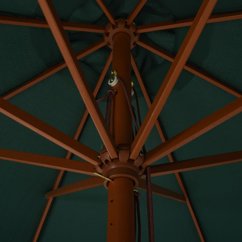 Parasol ogrodowy na drewnianym słupku, 330 cm, zielony