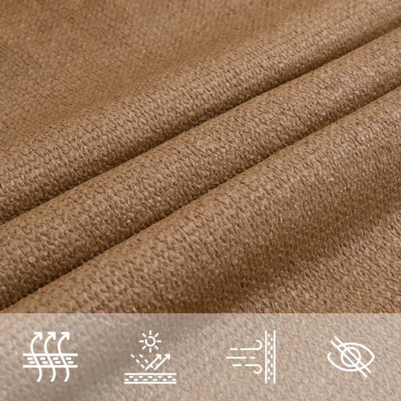 Żagiel przeciwsłoneczny, 160 g/m², kolor taupe, 4x4x4 m, HDPE