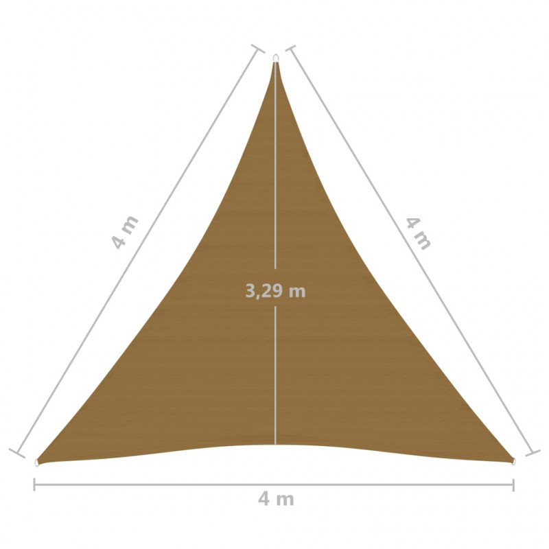 Żagiel przeciwsłoneczny, 160 g/m², kolor taupe, 4x4x4 m, HDPE