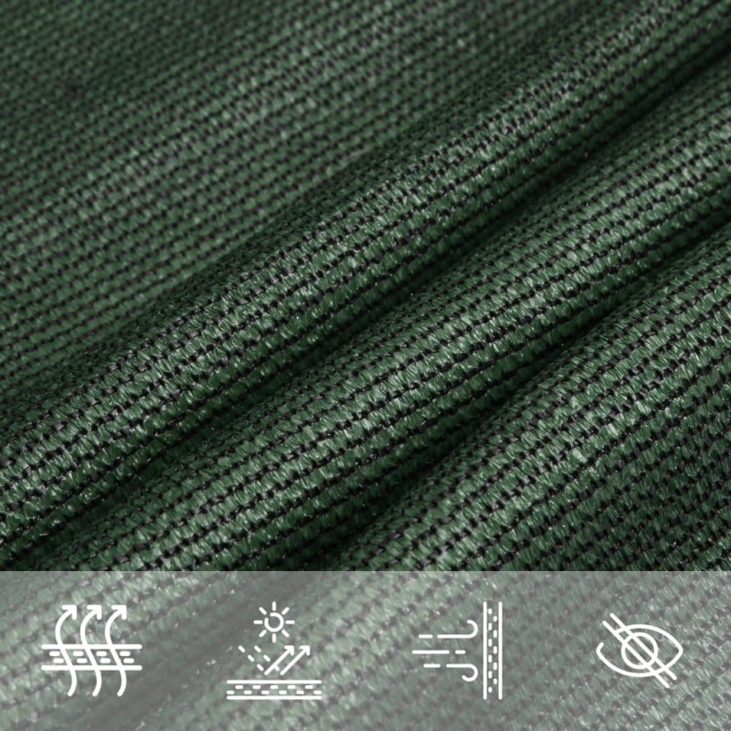 Żagiel przeciwsłoneczny, 160 g/m², ciemnozielony, 3,5x3,5x4,9 m