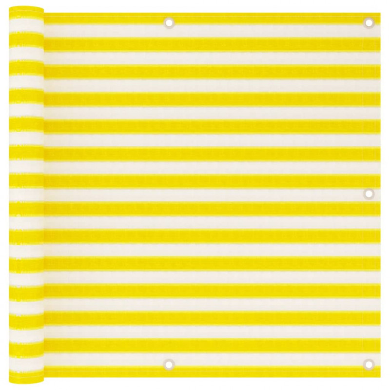 Parawan balkonowy, żółto-biały, 90x500 cm, HDPE