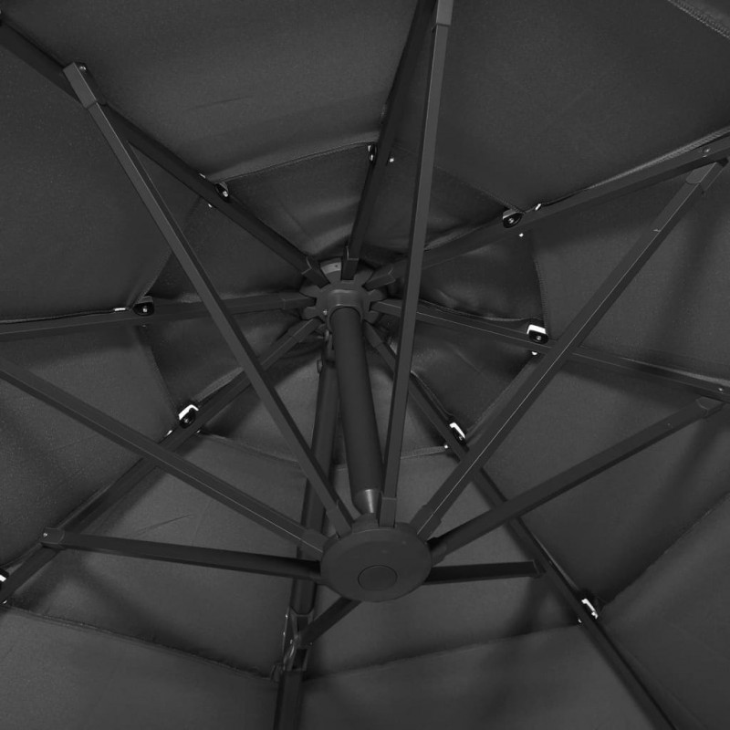 4-poziomowy parasol na aluminiowym słupku, antracytowy, 3x3 m