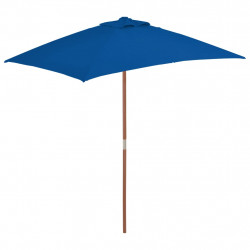 Parasol ogrodowy na drewnianym słupku, niebieski, 150x200 cm