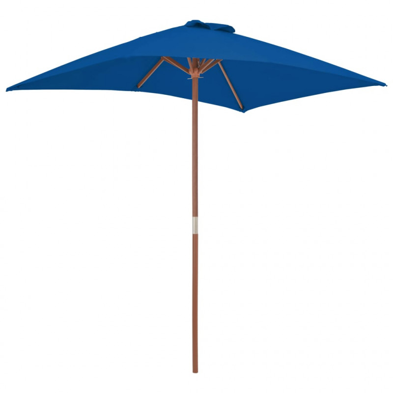 Parasol ogrodowy na drewnianym słupku, niebieski, 150x200 cm