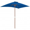 Parasol ogrodowy na drewnianym słupku, niebieski, 150x200 cm