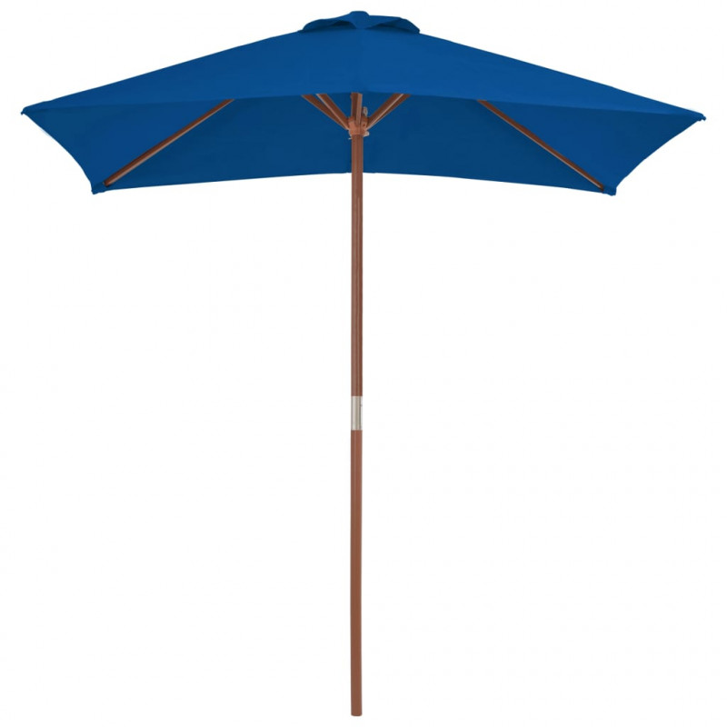 Parasol ogrodowy na drewnianym słupku, niebieski, 150x200 cm