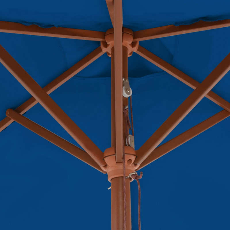 Parasol ogrodowy na drewnianym słupku, niebieski, 150x200 cm