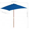 Parasol ogrodowy na drewnianym słupku, niebieski, 150x200 cm