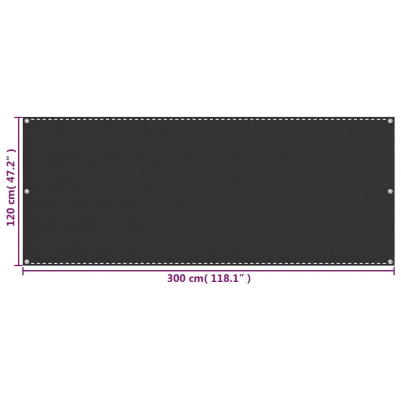 Parawan balkonowy, antracytowy, 120x300 cm, HDPE
