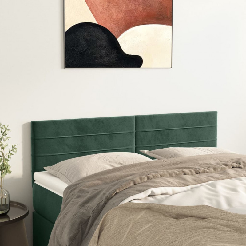 Zagłówki do łóżka, 2 szt, ciemnozielone, 72x5x78/88 cm, aksamit