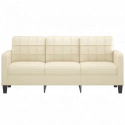 3-osobowa sofa, kremowa, 180 cm, sztuczna skóra