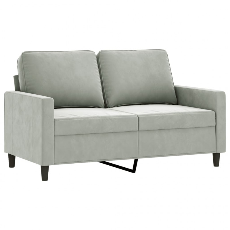 Sofa 2-osobowa, jasnoszara, 120 cm, tapicerowana aksamitem