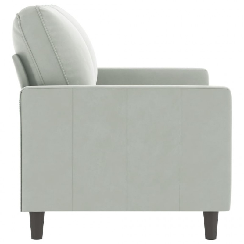 Sofa 2-osobowa, jasnoszara, 120 cm, tapicerowana aksamitem