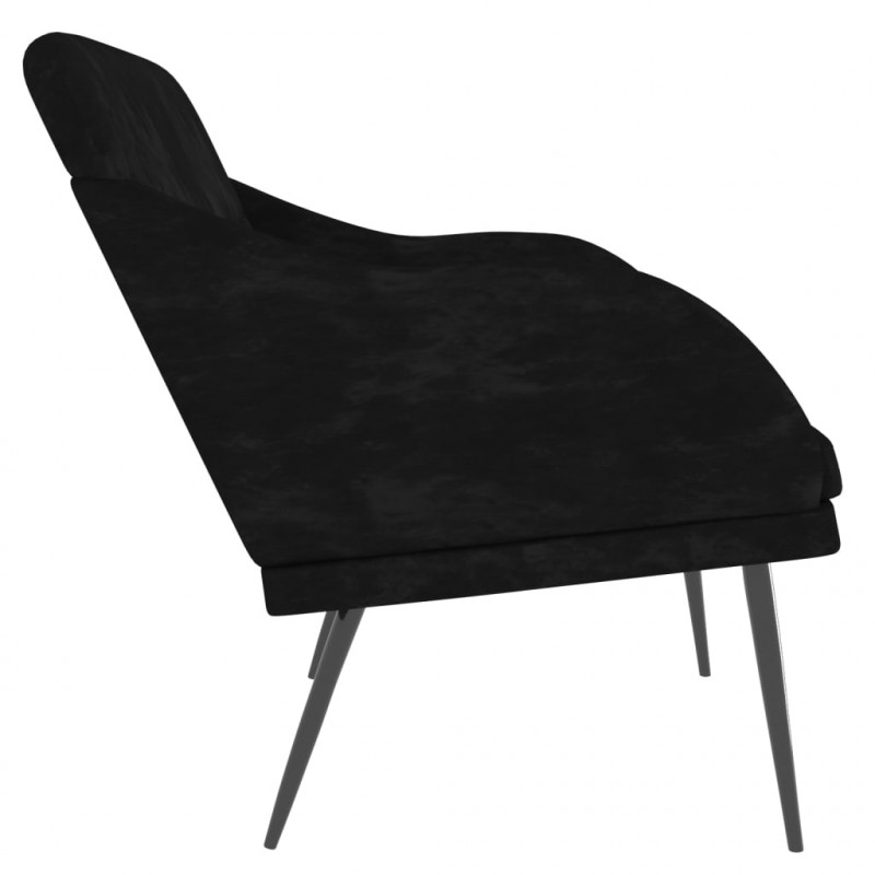 Ławka, czarna, 110x76x80 cm, obita aksamitem