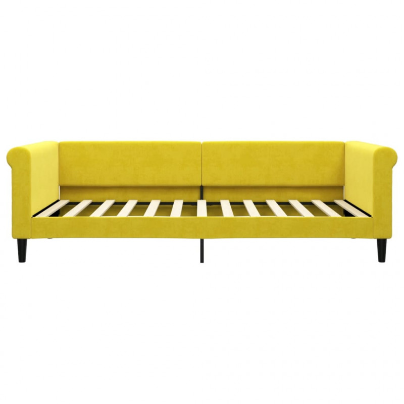 Sofa z funkcją spania, żółta, 100x200 cm, obita aksamitem