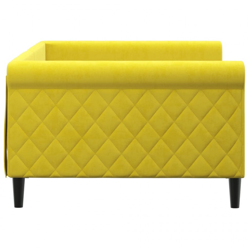 Sofa z funkcją spania, żółta, 100x200 cm, obita aksamitem
