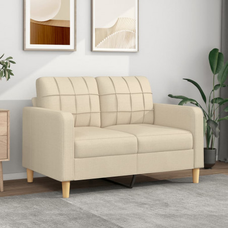 2-osobowa sofa, kremowa, 120 cm, tapicerowana tkaniną