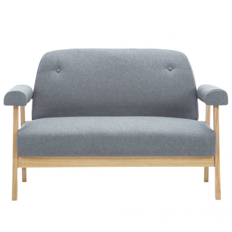Sofa 2-osobowa tapicerowana tkaniną, jasnoszara