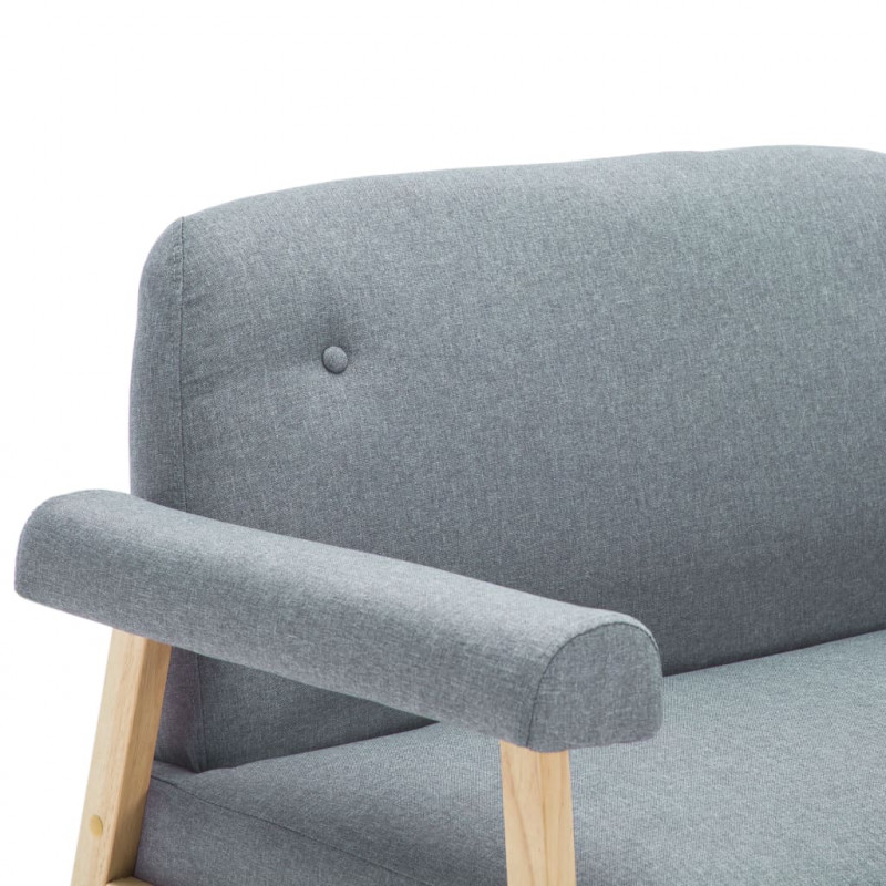 Sofa 2-osobowa tapicerowana tkaniną, jasnoszara