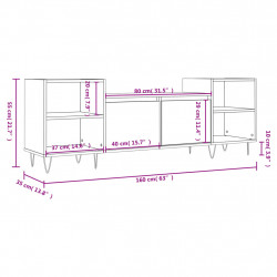 Szafka pod TV, czarna, 160x35x55 cm, materiał drewnopochodny