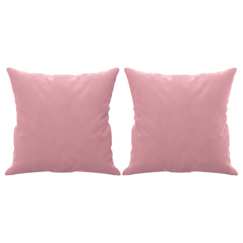 2-osobowa sofa z poduszkami, różowa, 120 cm, aksamit