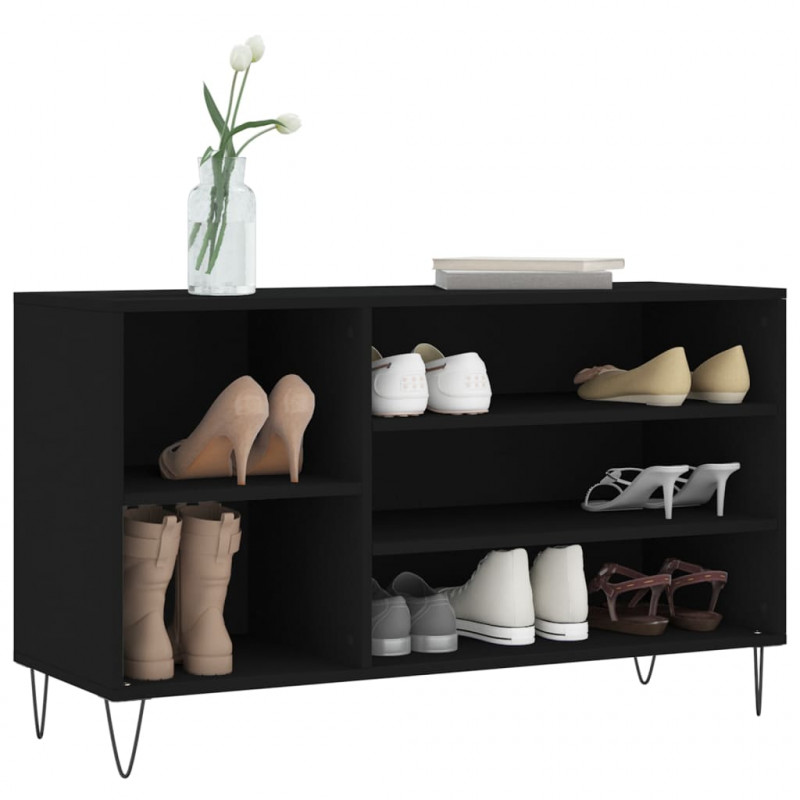 Szafka na buty, czarna, 102x36x60 cm, materiał drewnopochodny