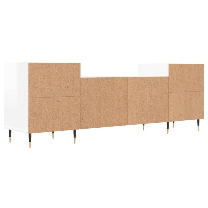 Szafka pod TV, wysoki połysk, biała, 160x35x55 cm