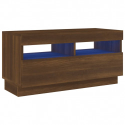 Szafka pod TV z oświetleniem LED, brązowy dąb, 80x35x40 cm