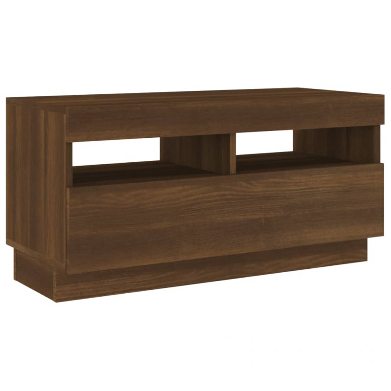 Szafka pod TV z oświetleniem LED, brązowy dąb, 80x35x40 cm