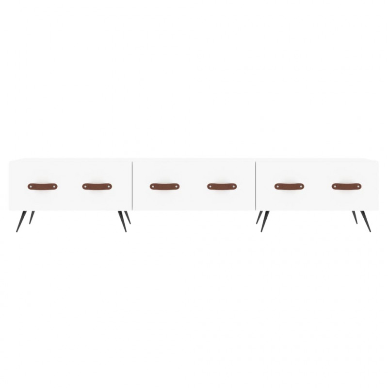 Szafka pod TV, biała, 150x36x30 cm, materiał drewnopochodny