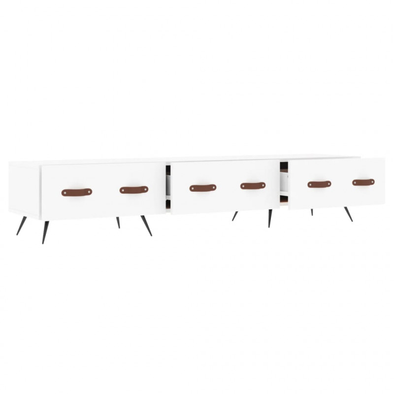 Szafka pod TV, biała, 150x36x30 cm, materiał drewnopochodny