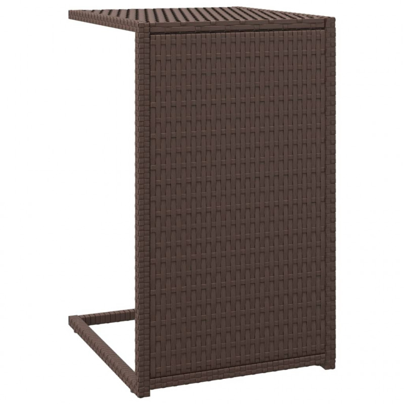 Stolik w kształcie litery C, brązowy, 40x35x60 cm, polirattan