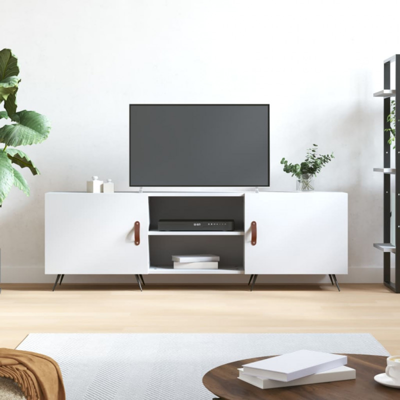 Szafka pod TV, biała, 150x30x50 cm, materiał drewnopochodny