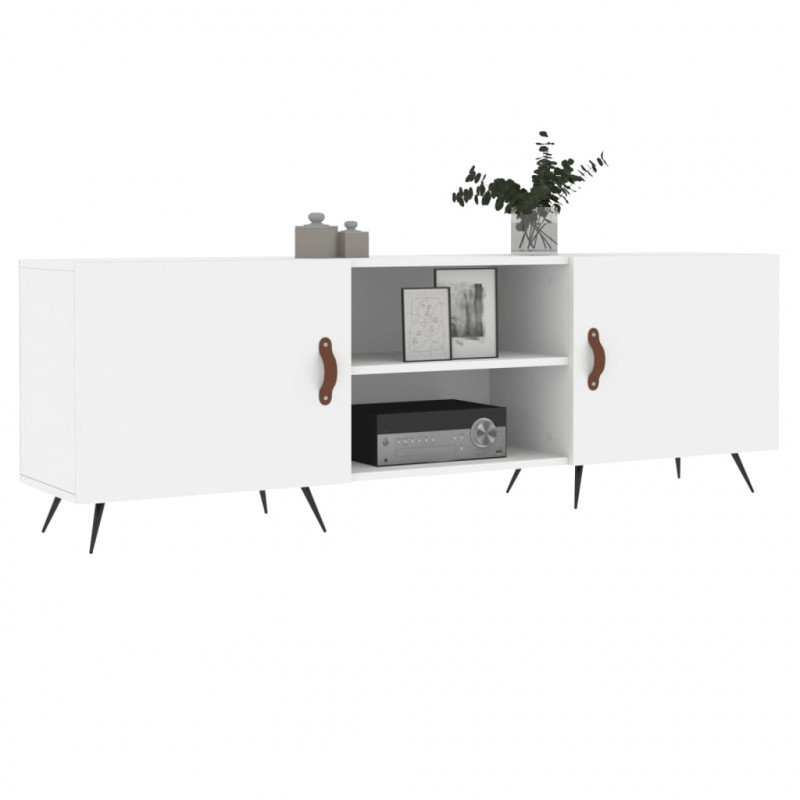 Szafka pod TV, biała, 150x30x50 cm, materiał drewnopochodny
