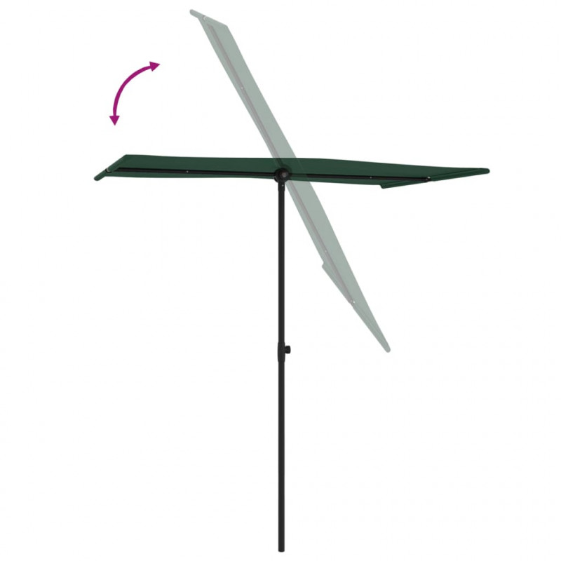 Parasol ogrodowy na aluminiowym słupku, 180x110 cm, zielony