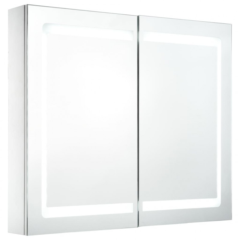 Szafka łazienkowa z lustrem i LED, 80 x 12,2 x 68 cm