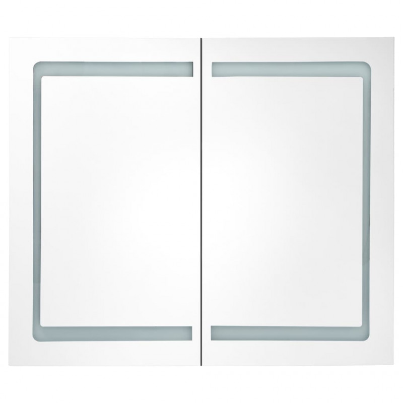 Szafka łazienkowa z lustrem i LED, 80 x 12,2 x 68 cm