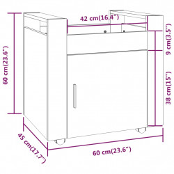 Szafka pod biurko, czarna, 60x45x60 cm, materiał drewnopochodny