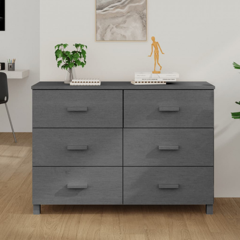 Szafka HAMAR, ciemnoszara, 113x40x80 cm, lite drewno sosnowe