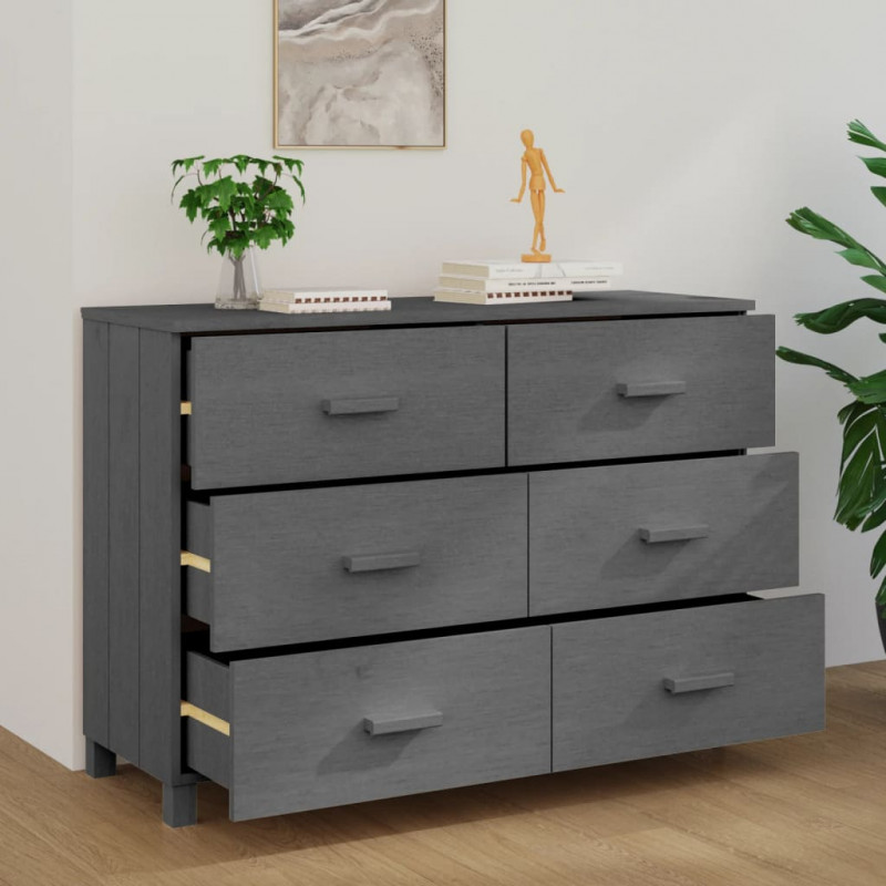 Szafka HAMAR, ciemnoszara, 113x40x80 cm, lite drewno sosnowe