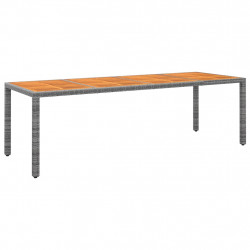 Stół ogrodowy, szary, 250x100x75 cm, polirattan i akacja