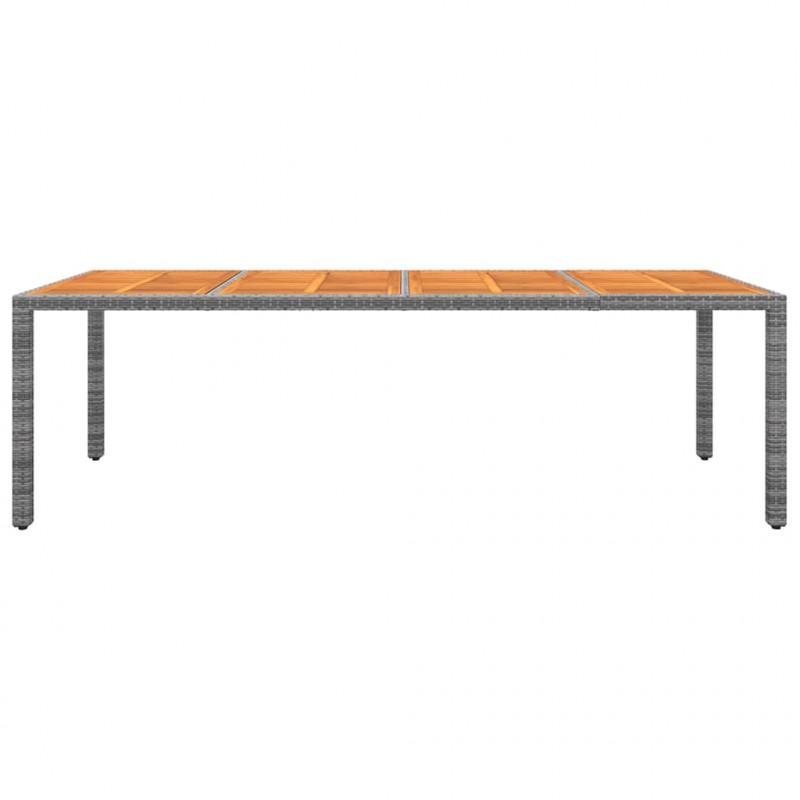 Stół ogrodowy, szary, 250x100x75 cm, polirattan i akacja